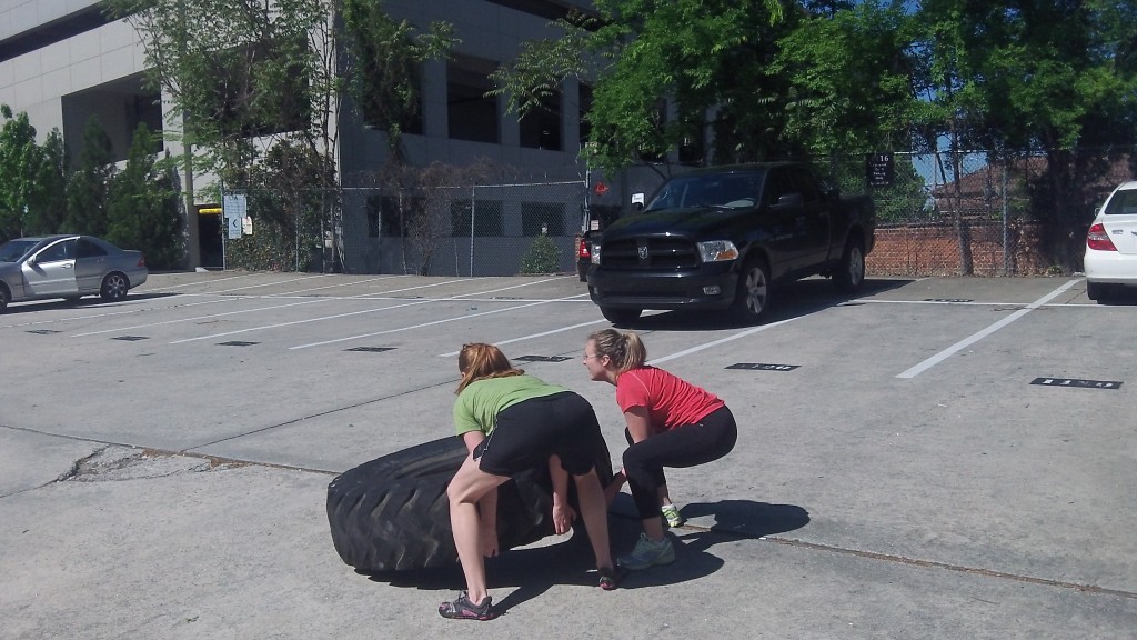Anna and Anne-Marie on Partner tire flips