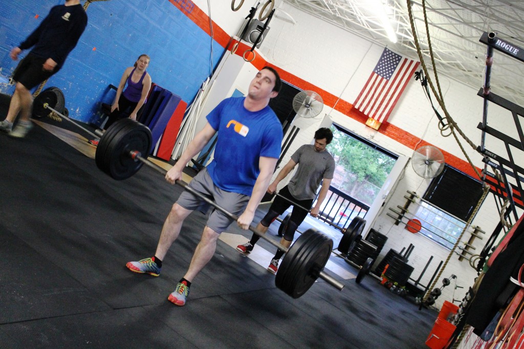 Matt G. initiating the dip and drive for the hang power clean