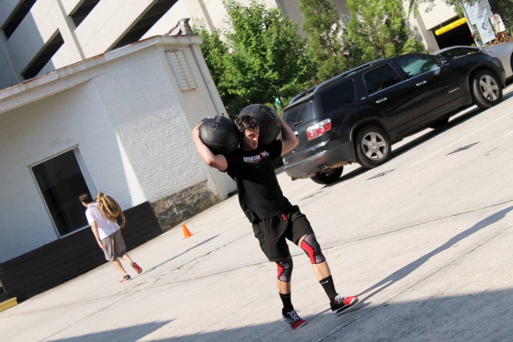 Ducat on the Double Medball carry Saturday morning. "Carry On" WOD.