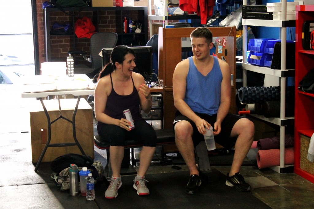 Liz and Andrew chattin' before the WOD