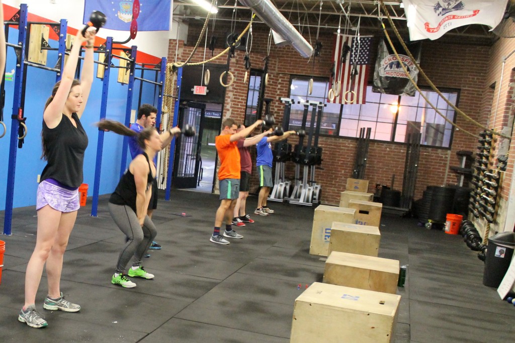 Getting the WOD started with kettlebell swings