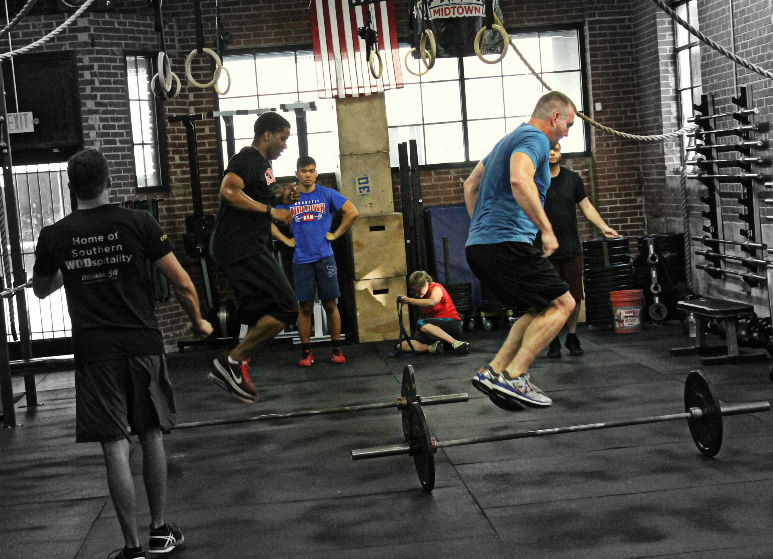 Ryan & Rick. Race to finish barbell lateral hops.