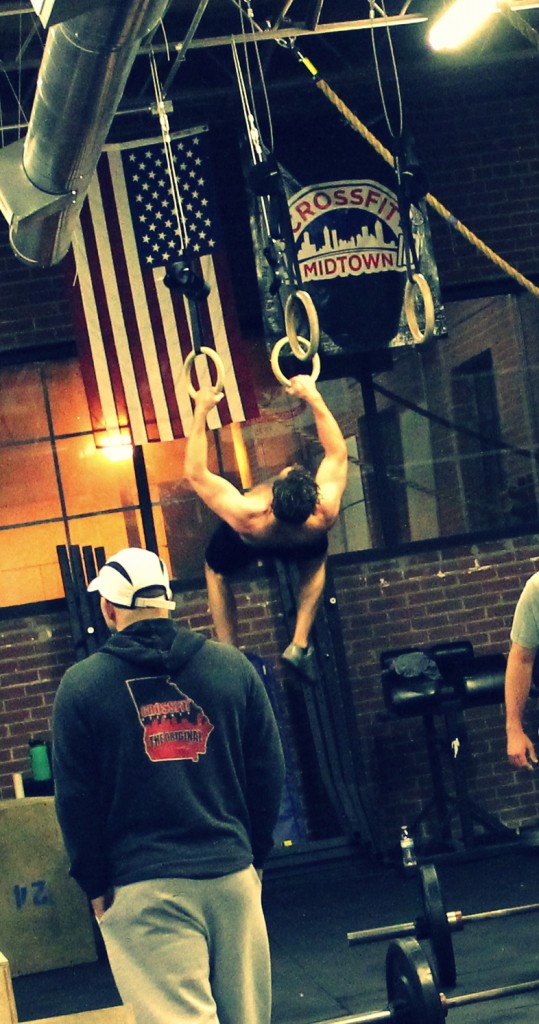 Brad working on max rep muscle ups.                                                                                              