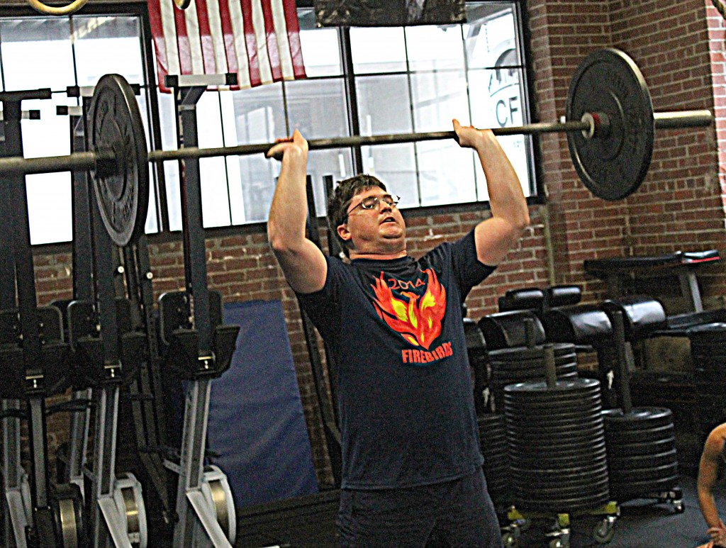 Rise Up. Brad F pressing up in a thruster