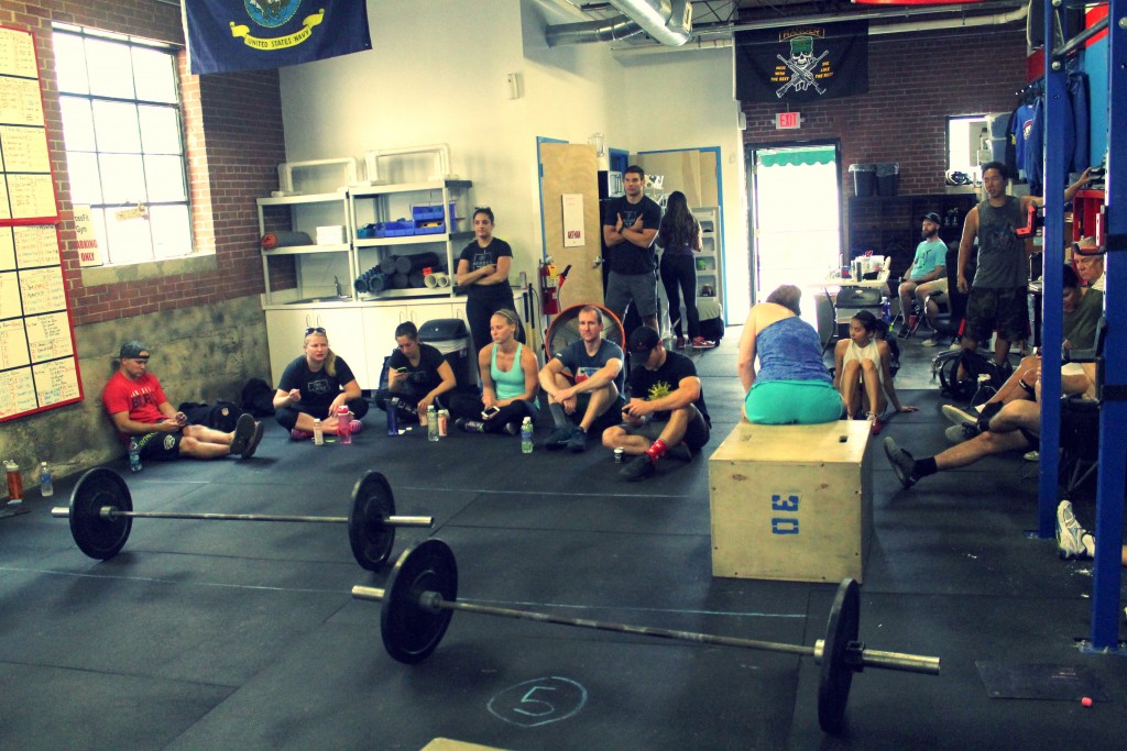 Be present, learn something new, work hard in the WOD, and after take a seat, rest, and talk with friends at the box.