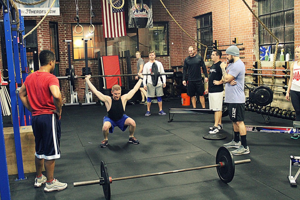 You have a friend in every corner. Mike going for his final reps of overhead squats.